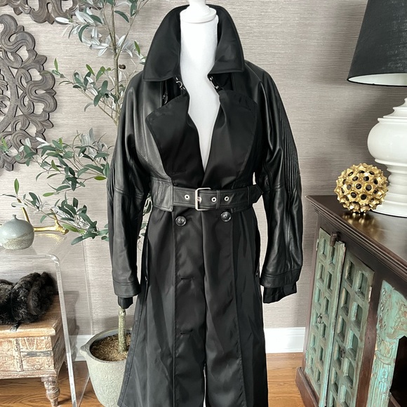 Burberry trench raincoat with leather shrug bolero jacket